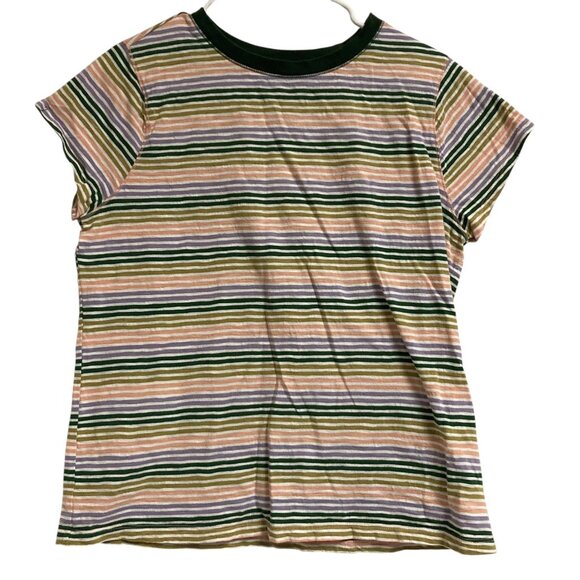 Women's UNIVERSAL THREAD Multi-Color Striped Cap Sleeve T-Shirt Size XL - Picture 1 of 1